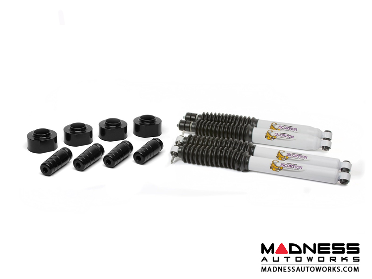 Jeep Wrangler TJ Suspension Lift Kit 1.75" w/ Extended Bump Stops and Scorpion Shock Absorbers - Front and Rear (4 Each Per Set)